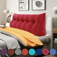 thumbnail image 2 of Rounuo Large Headboard Wedge Reading Pillow Backrest Bed Chairs Back Support for Sitting Up in Bed Large Daybed Bolster Back Rests Cushion Body Positioning Bedrest Corduroy Cover Queen Red, 2 of 7