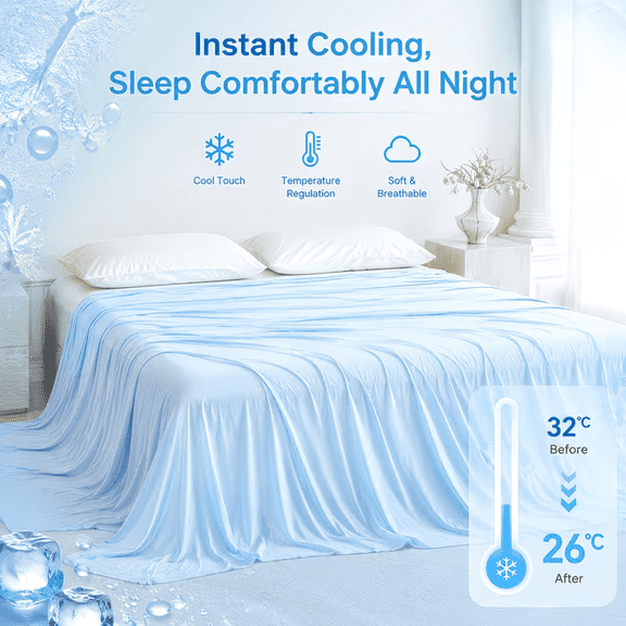 Cooling Blanket for Hot Sleepers, King Size, Breathable Ultra Thin Summer Bed Blanket, Blue