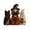 D, variant on Halloween Decorations Cat with Broom Figurine, Retro Fabric Tabletop Decor with Yellow Eyes and Orange Collar, Halloween Decor for Home Shelf, and Party Gifts