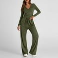 thumbnail image 2 of Besolor Womens 2 Piece Loungewear Sets Casual V Neck Long Sleeve Tops and Wide Leg Pants Casual Matching Set Tracksuits, 2 of 8