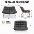 thumbnail image 7 of Radiata Patio Loveseat, Outdoor Loveseat, Double Papasan Lounge Chair, Outdoor Wicker Loveseat – 5.5" Thick Cushion, 600 Lb Capacity,Dark Gray, 7 of 7