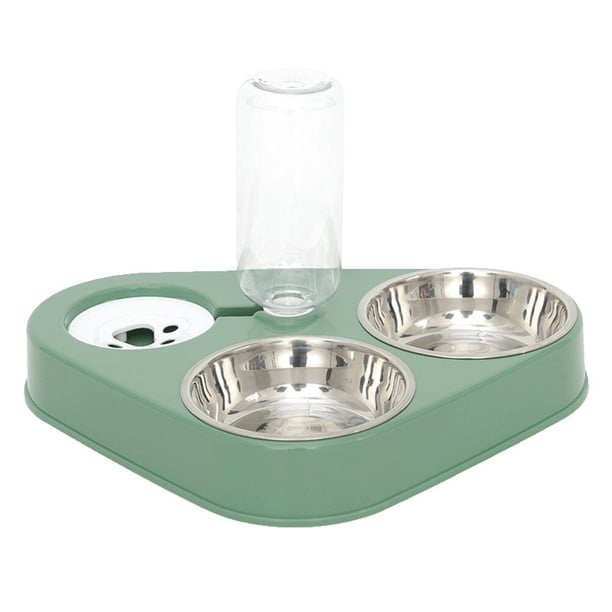 Dispensador de agua de perro desenchufada de gato mascota con cuencos de acero inoxidable