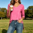 thumbnail image 2 of ZORYEVY Womens Shirts 3/4 Sleeve Winter Casual Solid Color Sports V-neck Tops, 2 of 7