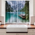 thumbnail image 2 of Ambesonne Scenic View Kitchen Curtains, Lago Di Braies Lake Art, 55"x45", Cadet Blue and Olive Green, 2 of 3