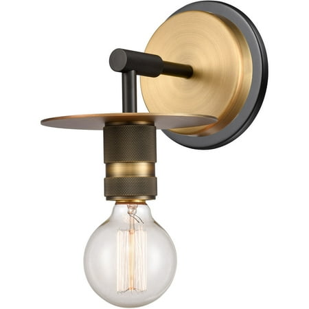 

Black Brushed Brass Tone Wall Sconces 6 Wide Steel/Cast Brass Medium Base 1 Light Fixture