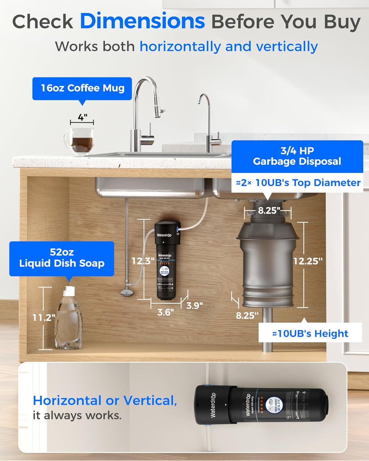 Waterdrop 10UB Under Sink Water Filter System, With Extra RF10 Water Filter