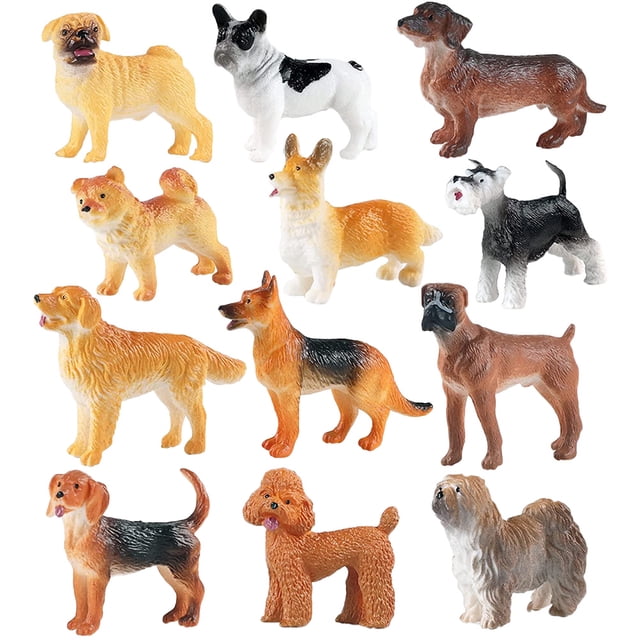 WORGEOUS 12 PCS Niños RESINA RESINA Juguetes Figuras Modelos interesantes de perros Adorables Figuras de perros Suministro para niños