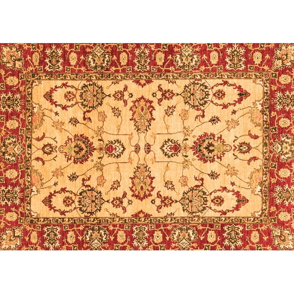 Ahgly Company Indoor Rectangle Oriental Orange Modern Area Rugs, 4' x 6'