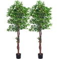 thumbnail image 1 of Maydear Artificial Mini Banyan in Pot Faux Houseplant, for Indoor Outdoor House Home Office Garden Modern Decoration Housewarming Gift, 70”, 2 Pack, 1 of 3
