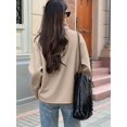 thumbnail image 5 of Women Crop Pea Coat Winter Loose Casual Short Jacket Outwear Khaki S, 5 of 7