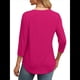 thumbnail image 4 of Blusas de Mujer con Mangas 3/4, Cuello Redondo, Túnicas Casuales, Camisas Plisadas Básicas, Corte Holgado, 2025 Rosa Roja L, 4 of 5