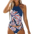 thumbnail image 1 of Gibobby Conjunto de Bikini para Mujer Conjunto de traje de baño de cuello halter simple para mujer Correas ajustables Día de la independencia Traje de ba(Azul,G), 1 of 5