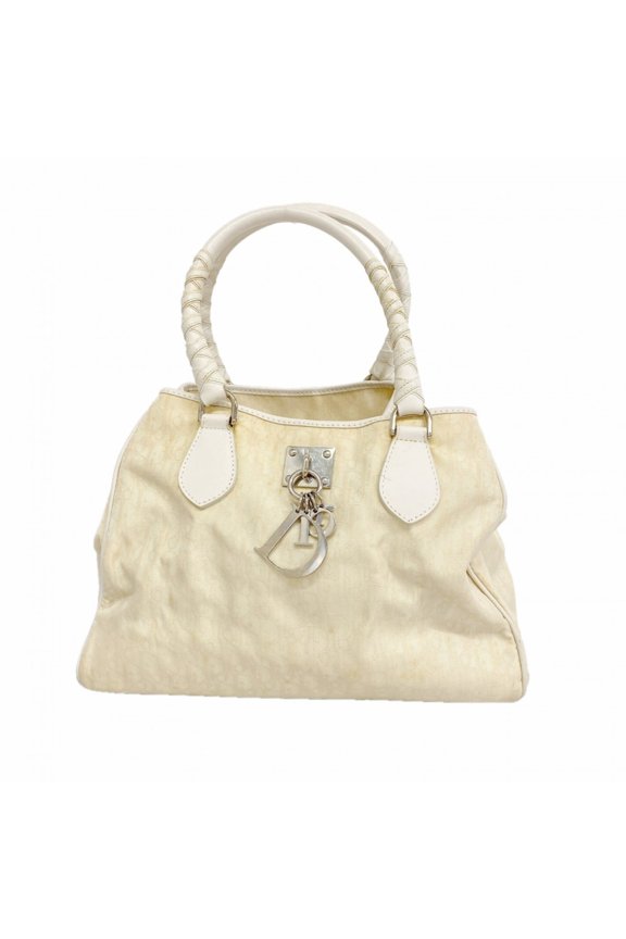 Pre-Owned Christian Dior Trotter Canvas Handbag, Beige, Women's