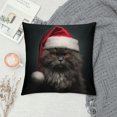 thumbnail image 2 of Nawypu  Christmas Pillow Cover  Cat with Hat Meowy Xmas Throw Pillow Winter Holiday Decorations Farmhouse Rustic Cushion Cover for Bed Chair Sofa Couch Rectangle, 2 of 5