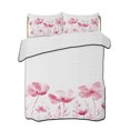 thumbnail image 2 of Pink Flowers Queen Size Down Alternative Comforter, Lightweight Comforter Quilt Bedding Set with Pillow Shams Vintage White Floral Plant Herb Botanical All Seasons Bed Comforter Duvet Insert 90"x96", 2 of 7