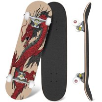31'' Complete Skateboard 7 Layer Canadian Maple Double Kick Deck Skateboards Skate Board for Beginner Adult Gifts