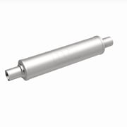 MagnaFlow Performance Exhaust Muffler 10424: 2/2 Inlet/Outlet, 4x4x18 Round, Stainless Steel, Satin Finish