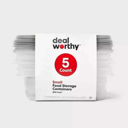 Small Square Food Storage Containers - 25 fl oz/5ct