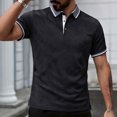 thumbnail image 1 of Ceisia Men's Regular Fit Contrast Trim Jacquard Short Sleeve Turndown Collar Casual Polo Shirt Gifts, 1 of 9