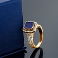 thumbnail image 4 of Gem Stone King 2.78 Ct Emerald Cut Blue Lapis 18K Yellow Gold Plated Silver Ring, 4 of 5