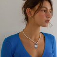 thumbnail image 3 of Heart Bowknot Pendant Necklace Simple Choker Jewelry Sweet Pearl Clavicle Chain, 3 of 9