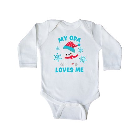 

Inktastic Polar Bear My Opa Loves Me in Santa Hat with Snowflakes Gift Baby Boy or Baby Girl Long Sleeve Bodysuit