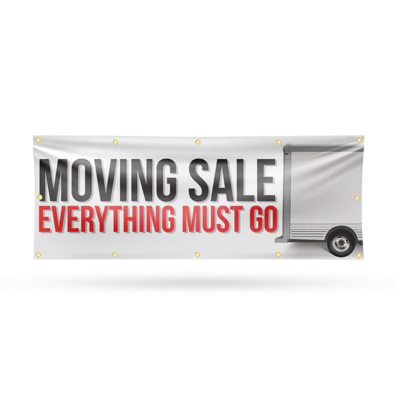 Moving Sale Everything Must Go Banner Sign 48 Inch x 120 Inch | 13 oz Vinyl with Metal Grommets | Heavy-Duty Single-Sided Outdoor Durable Printed High-Quality Weatherproof | Made in the