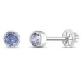 thumbnail image 1 of Bezel Set Simulated Alexandrite Toddler Screw Back Earrings 14k White Gold, 1 of 6