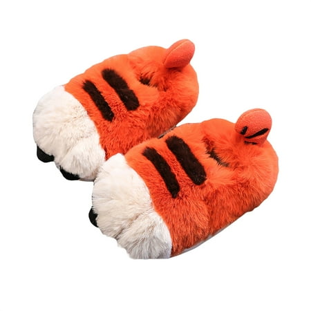 

Winter Kids Girl Boy Shoes Anti-Slip Home Plush Casual Party Cartoon Paw Shaped Shoes