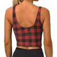 thumbnail image 4 of Goofa Red Black Plaid Printed Sports Bras for Women, High Impact Running Bra Workout Crop Tank Tops Longline Sports Bra Push up-, 4 of 9