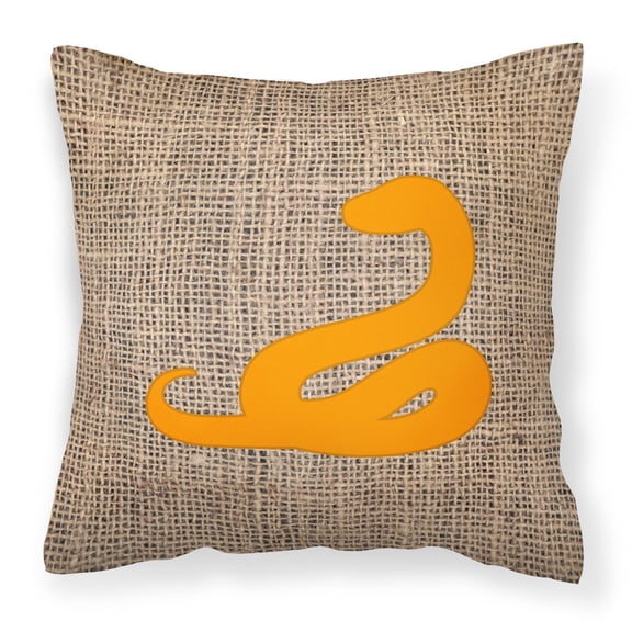 Carolines Treasures BB1124-BL-OR-PW1414 Snake Burlap and Orange Canvas Fabric Decorative Pillow BB1124, 14Hx14W,