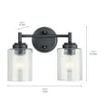thumbnail image 2 of Kichler Winslow 12.75" 2 Light Black Vanity Light with Clear Seeded Glass Shades, 2 of 8