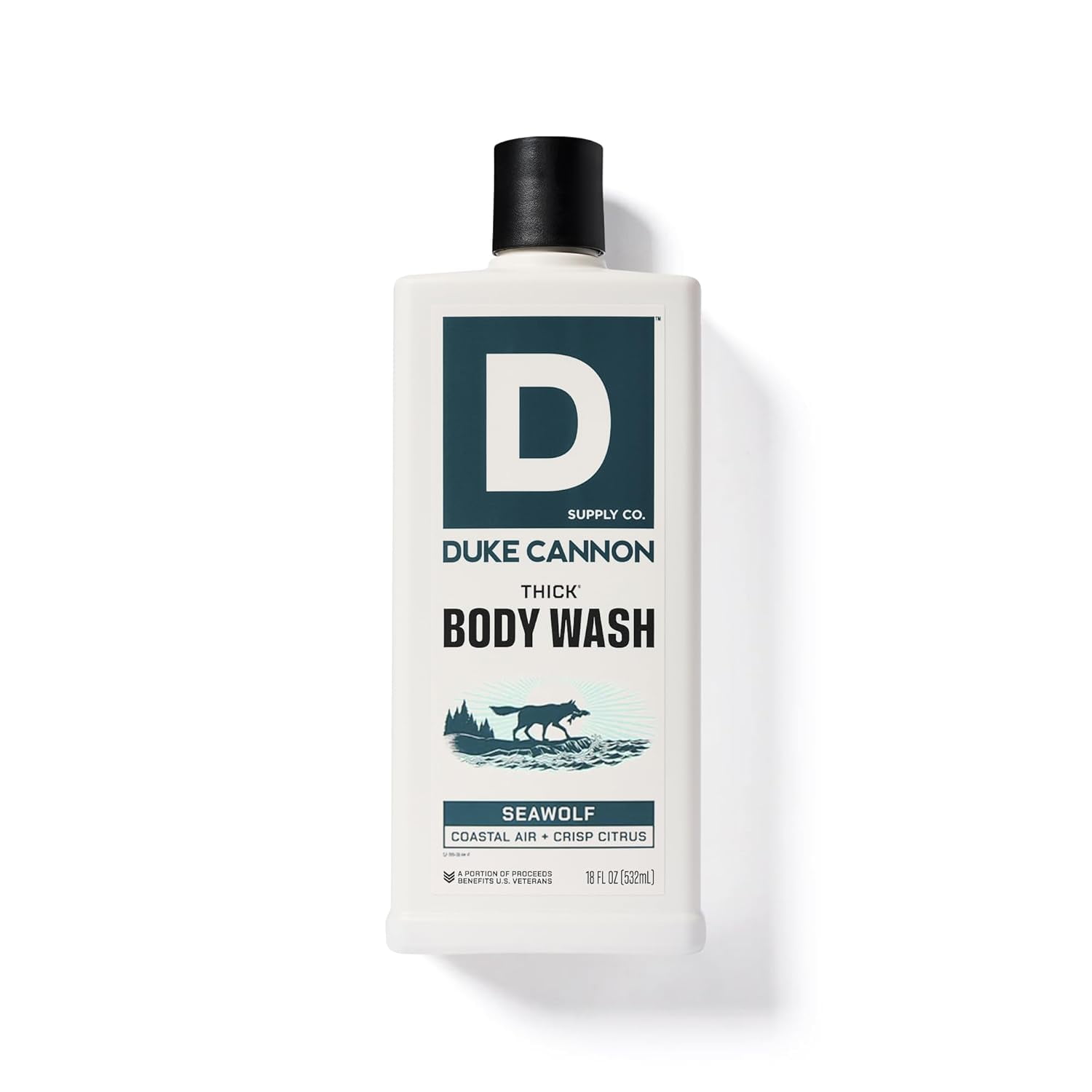 (6 pack) Duke Cannon Supply Co. Thick High Viscosity Body Wash – 3X Thicker, Plant-Based, Mineral-Enriched for Men – Shower Gel – Men’s Body Scrub – Seawolf (18 oz)