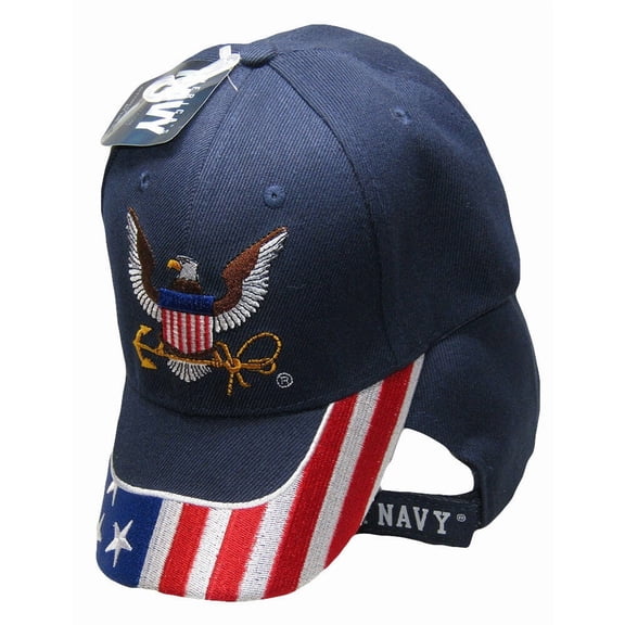 U.S. Navy USN Eagle Anchor Patriotic USA American Flag Blue Embroidered Cap Hat