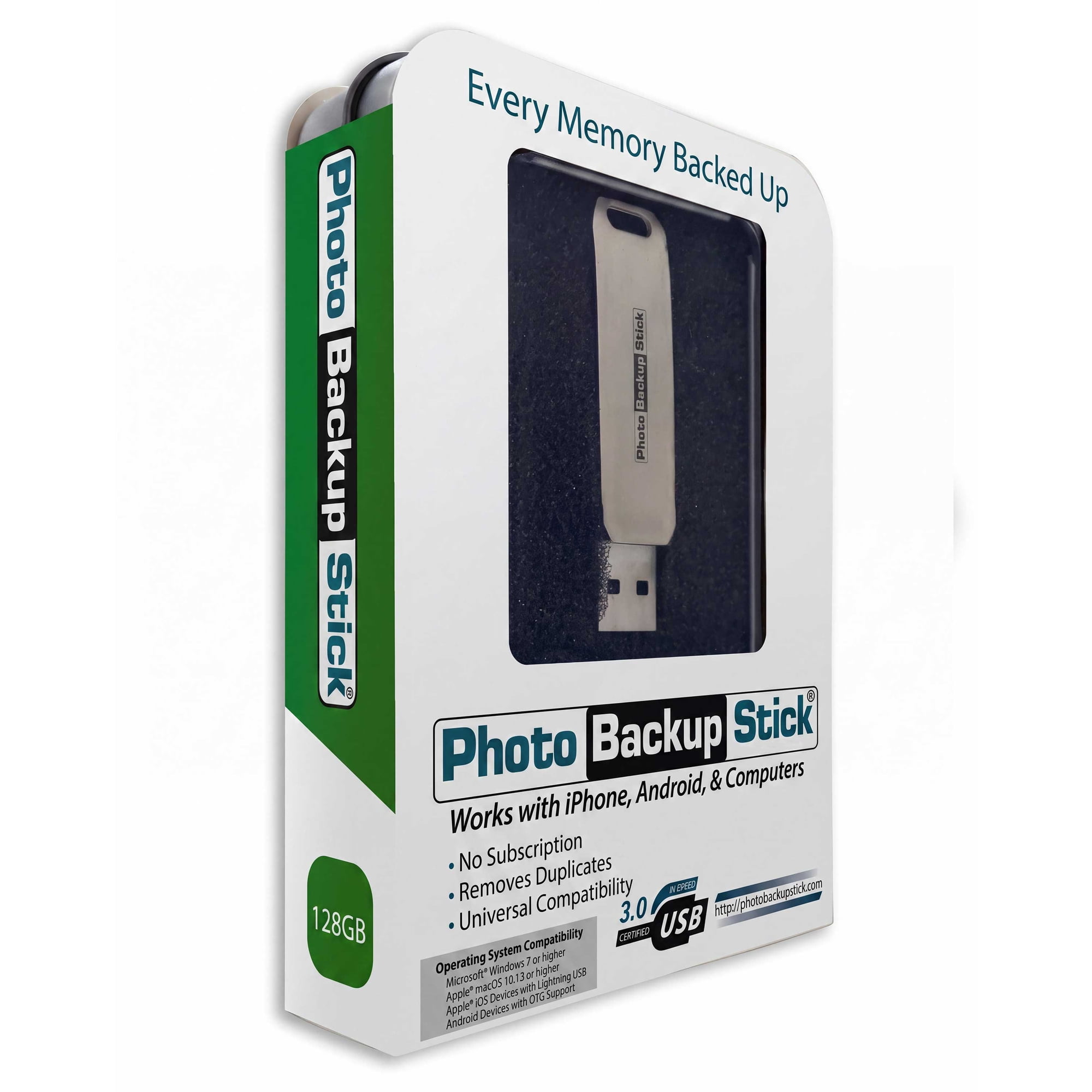 Photo Backup Stick Omega Universal Picture and Video Backup for Any Device - iPhone, Android, Computer, Tablets (128GB)