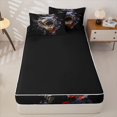 thumbnail image 4 of Metsweet Animal Tyrannosaurus Rex Zipper Full Size Comforter Sets with Fitted Sheet and 2 Pillowcases, Watercolor Wildlife Zipper Bedding Set, Blue Red Black,4pcs,Black Reversible, 4 of 6