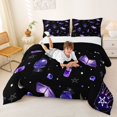 thumbnail image 3 of Homewish Mystic Witch Halloween Full Size Comforter Sets,Palm Crystal Spell Book Pattern Bedding Comforter Set,Black Violet,Black Reversible,3 Pieces,1 Comforter and 2 Pillowcases, 3 of 7