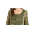 thumbnail image 2 of JM Collection Women's Cotton Crochet Patchwork Top Green Size X-Small, 2 of 3