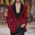 thumbnail image 2 of RXMEKW Slim Lapel Blazer for Women Long Sleeve Button Front Office Jacket for Work Solid Color, 2 of 9