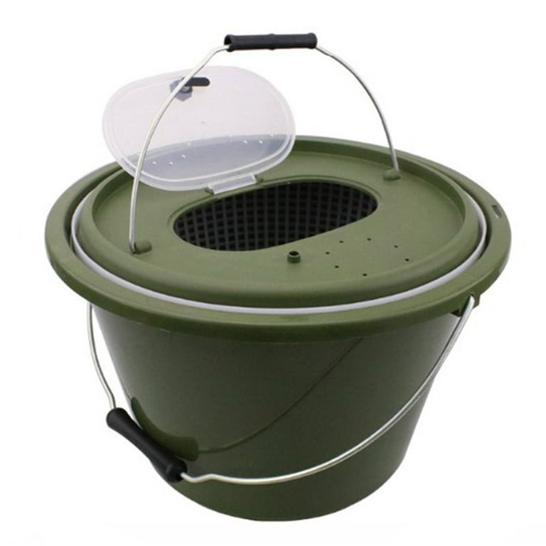 Carp Fishing Buckets Breathable Mesh Live Fish Box With Separate Handle  Green 