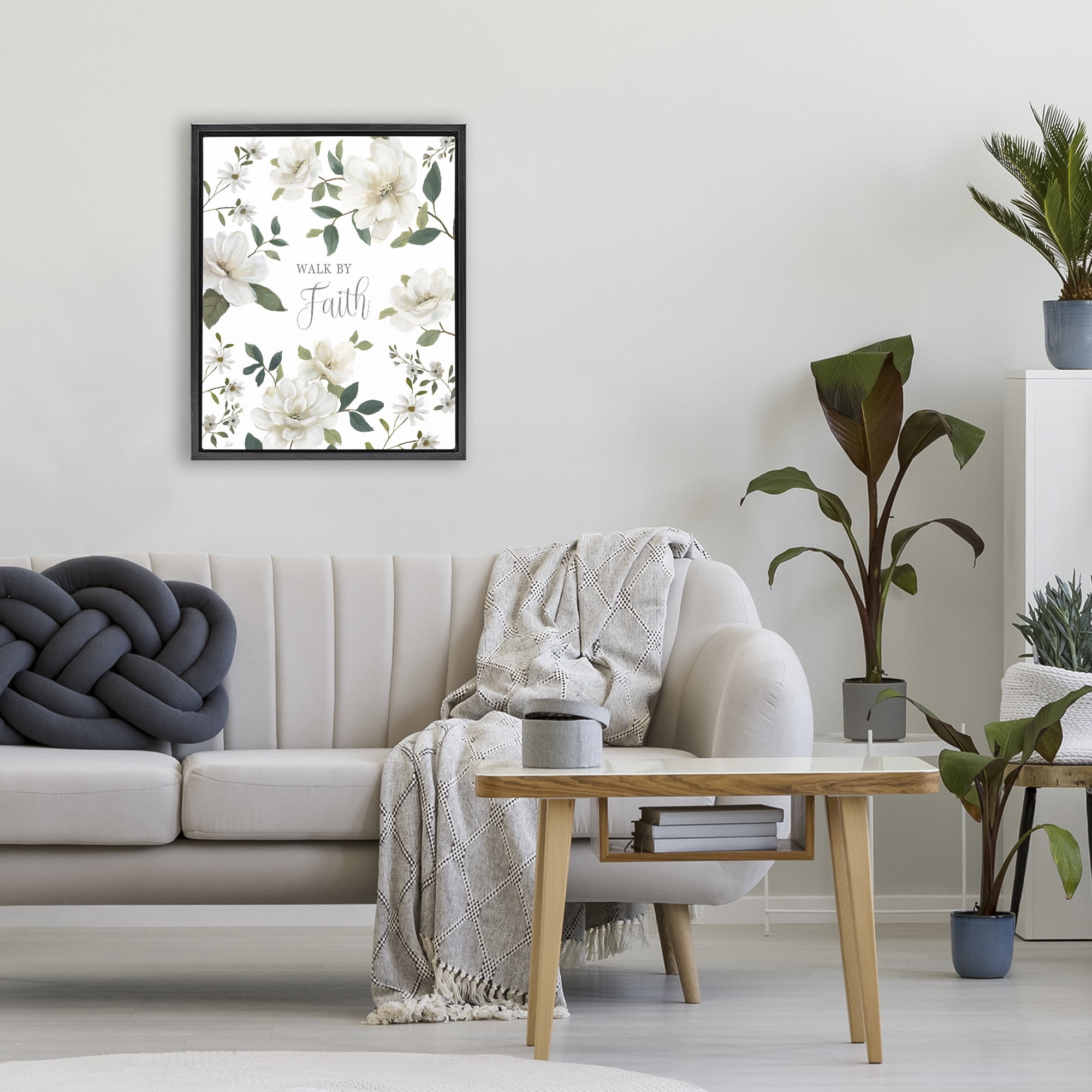 Stupell Industries Floral Walk By Faith Black Framed Floater Canvas Wall Art, design by Nan