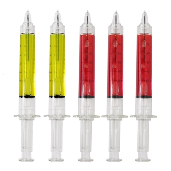 Ywmsfl 5 Pcs Funny Syringe-Pens Black Ink Ballpoint Pen Retractable Nurse Pen for Party