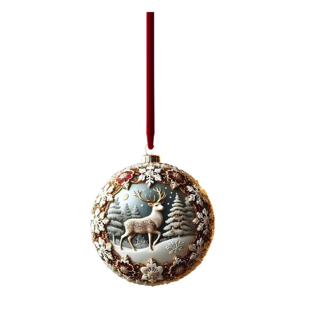 HWRETIE Plastic Christmas Tree Balls,Christmas Ball 2D Flat Acrylic Pendant Christmas Tree Decoration Christmas Decorations Layout Scene Accessories