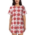 thumbnail image 1 of Fotbe Plaid Heart Conjunto de Pijama Estampado para Mujer, 2 Piezas, Ropa de Dormir con Camiseta de Manga Corta y Shorts Suaves-4X-Large, 1 of 6
