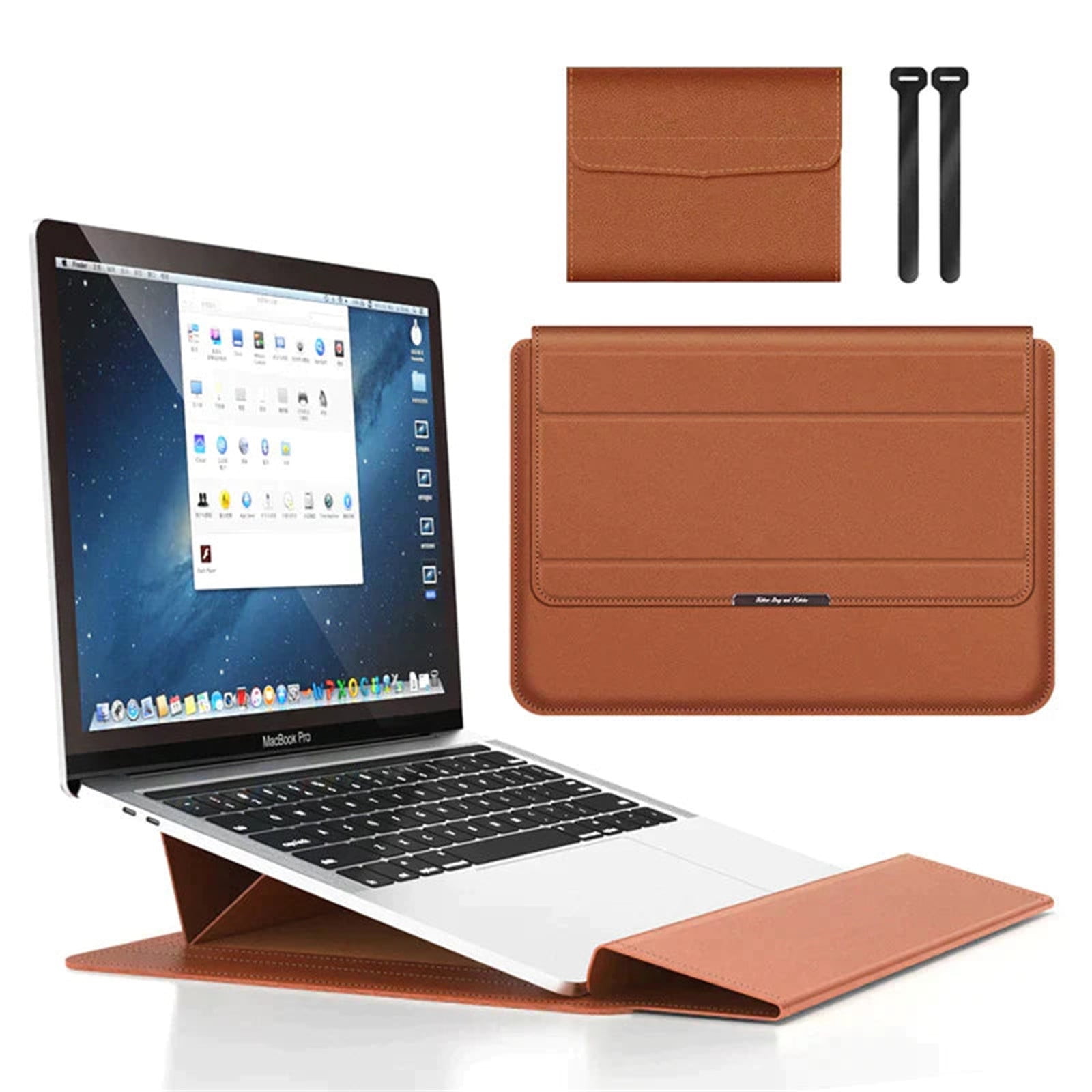 Staron under $5! 13-14 Inch Universal Laptop Sleeve Case with Stand, Leather Protective Cover for MacBook Pro Air, Portable Computer Bag for Travel Business