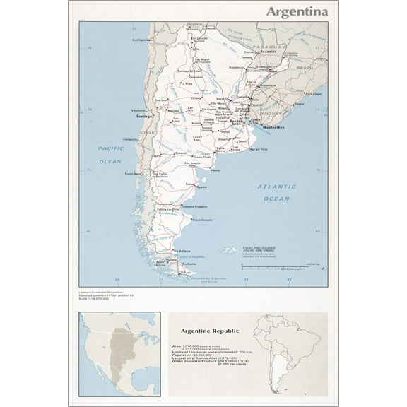 24"x36" Gallery Poster, cia map of argentina 1976