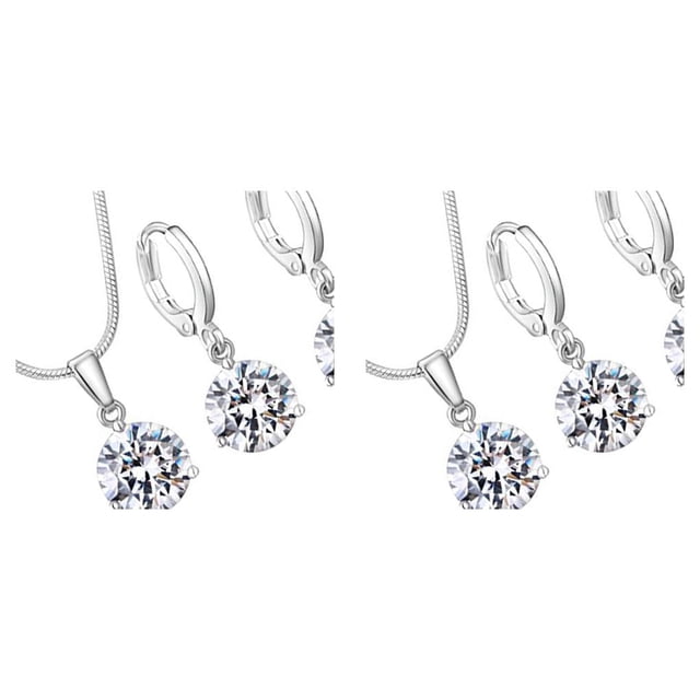 Wisewang Pendentif Rétro simple en Argent Sterling pour Femmes, Mode, Bijoux de Haute Qualité, zircon Cristal, 2Ensemble