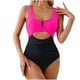 thumbnail image 1 of Mujeres de Corte Alto Bikini Color Bloque V-Cuello Colgantes Plegar, Trajes de Baño sin Espalda de Moda Sexy, 1 of 4