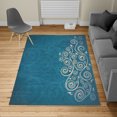thumbnail image 2 of Ornamental Turkish Area Rug, Floral Swirls Ivy Image Ombre Details Grunge Backdrop Flower Illustration, Soft Carpet for Living Room Decor with Distressed Look, 4' X 5.7', Petrol Blue, by Ambesonne, 2 of 4