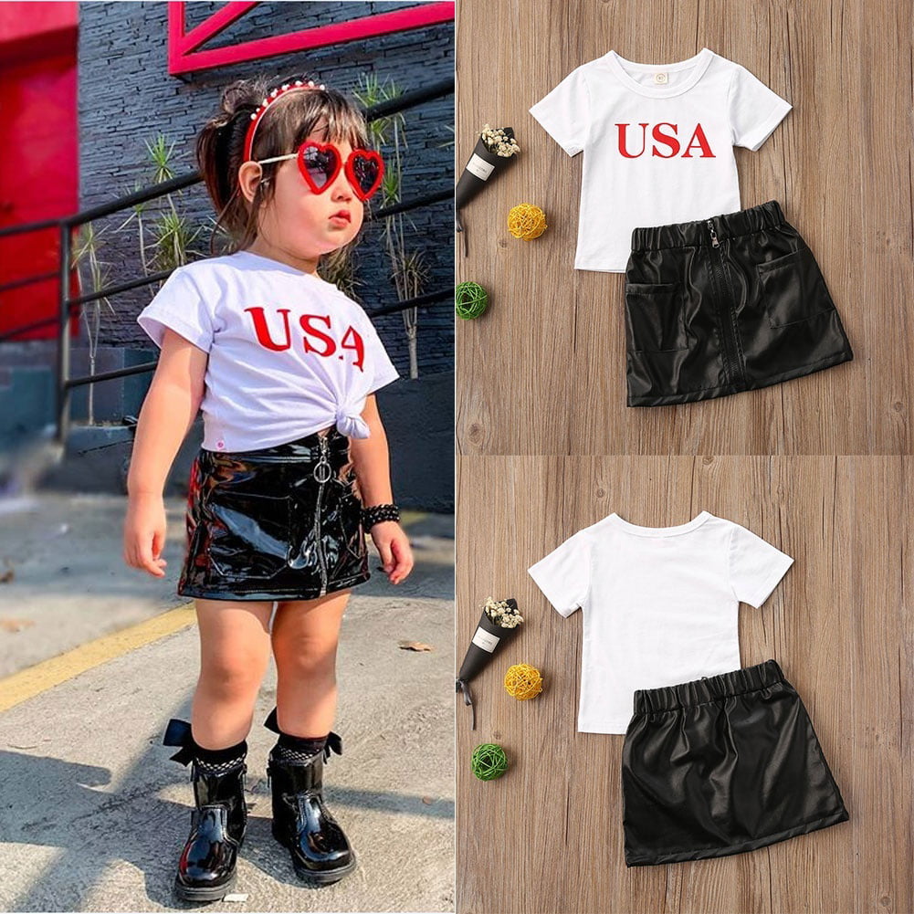 AIR Cosplay Girls T-Shirt Skirt Set Short Sleeve Carton Print Infant Outfits 